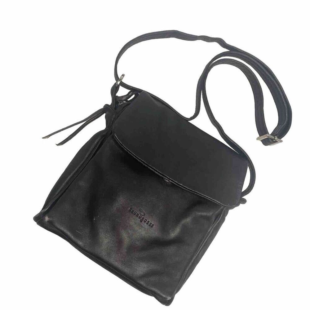 Bruno Rossi Black Italian Leather Crossbody Bag | 7x9x6” | Made in Italy | EUC